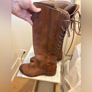 Women’s Brown Leather Lace-Up Tall Boots